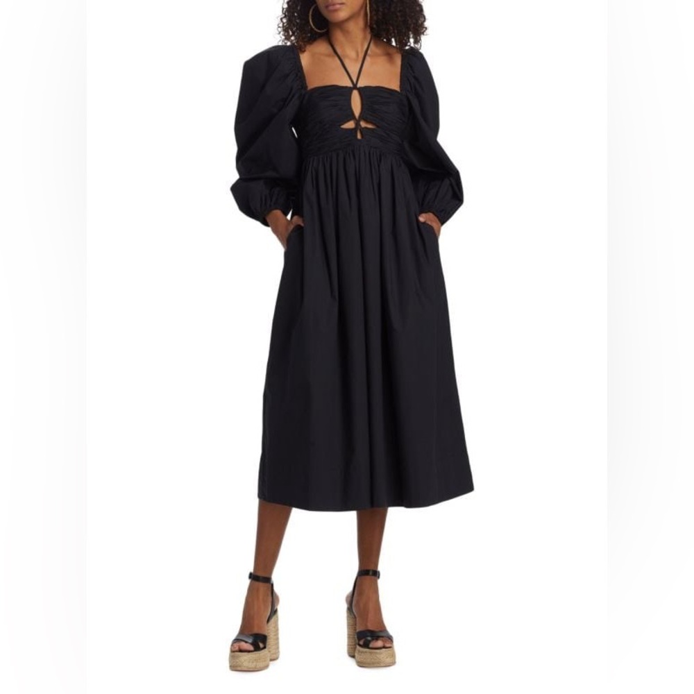 Ulla Johnson Black Puff Sleeve Sweetheart Sundress